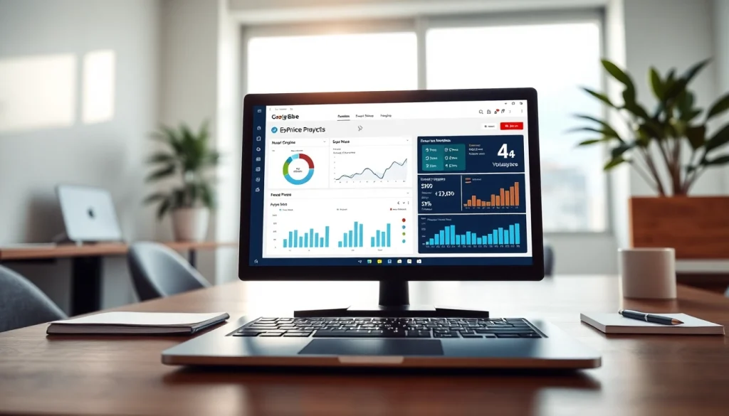 Optimize your YouTube growth with this dynamic youtube smm panel interface showcased in a modern office.