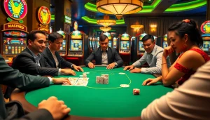 Experience the excitement of gambling with 상품권카드 at a luxurious casino poker table.