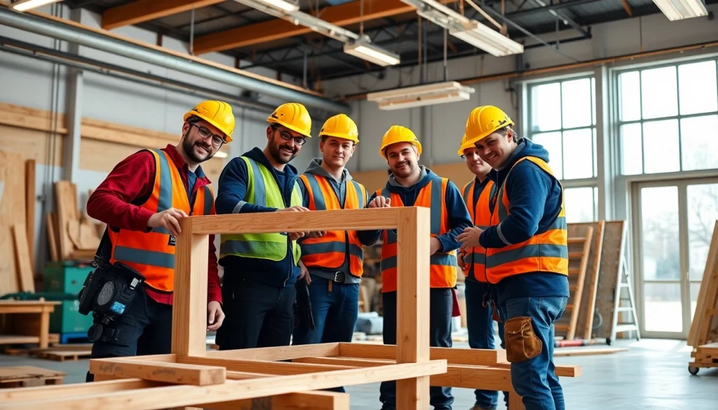 Construction trade schools in texas feature students in a hands-on workshop, enhancing their skills and teamwork.