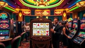 Rasakan keseruan login Dewanaga89 Slot dengan elemen kasino mewah seperti mesin slot dan chip poker.