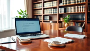 Tłumacz przysięgły working efficiently in a professional office environment.