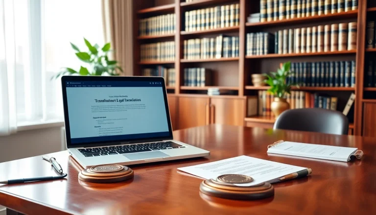 Tłumacz przysięgły working efficiently in a professional office environment.