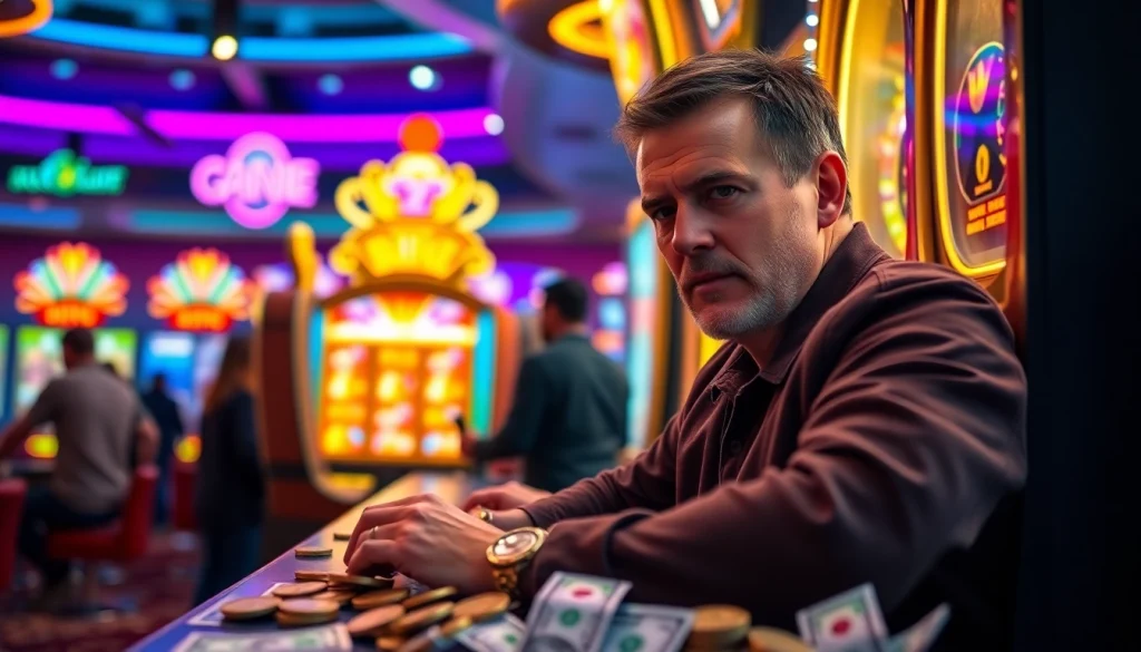 Menangkan slot bet 50 perak sambil bermain di mesin slot yang penuh warna di kasino.