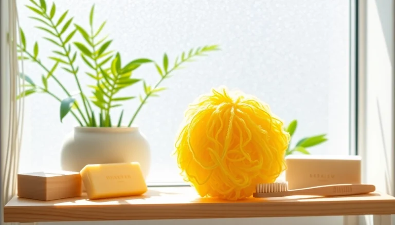 Person using a best back loofah for an invigorating back scrub in the shower.