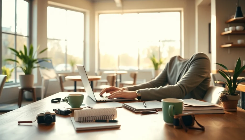 Engaging scene at https://www.todayville.com featuring a journalist in a cozy coffee shop.