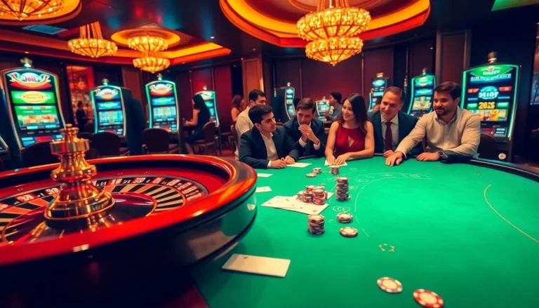 Engaging casino table scene showcasing situs deposit 5k with vibrant chips and cards, filled with excitement.