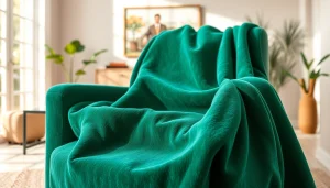 De luxueuze stretch fluweel stof op een elegante stoel in een sfeervolle woonkamer.