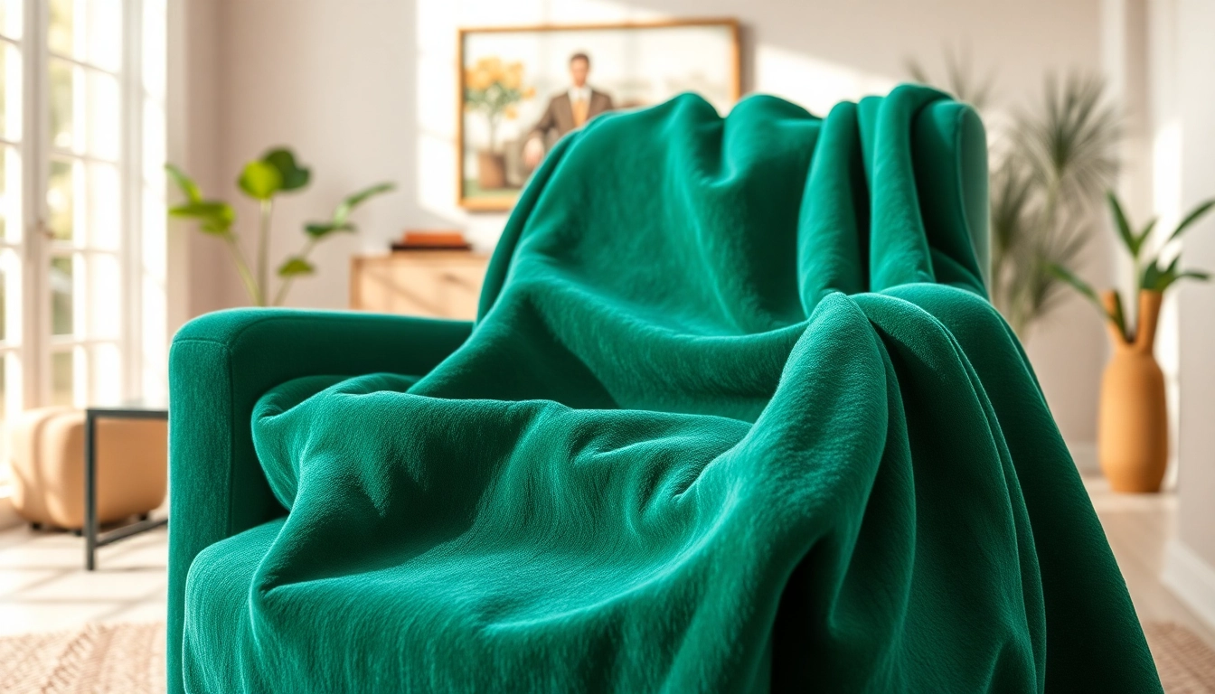 De luxueuze stretch fluweel stof op een elegante stoel in een sfeervolle woonkamer.