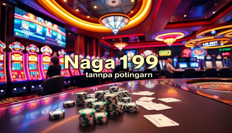 Naga169 tanpa potongan showcases exciting casino gaming with vibrant slot machines and lively atmosphere.