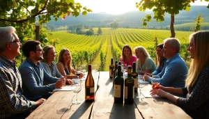 Engaging winery membership experience featuring wine tasting at a scenic vineyard.