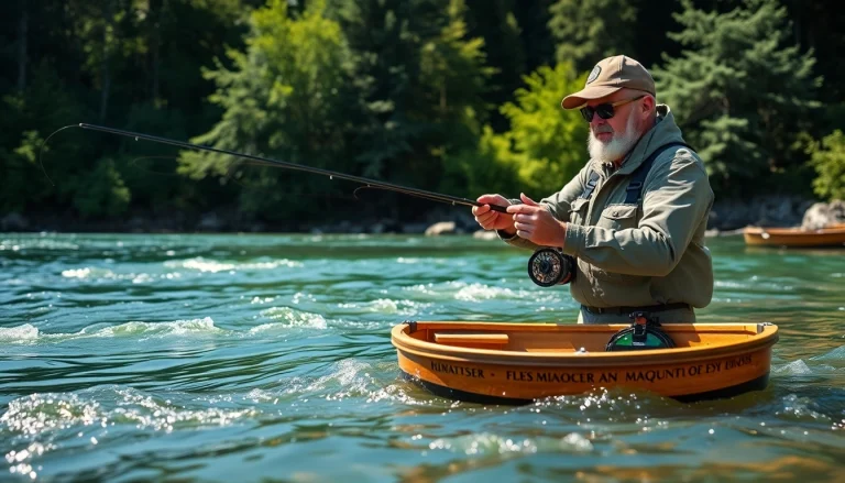 Engage in fly fishing lessons near me with a professional instructor on a beautiful riverbank.