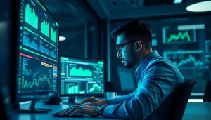 Cybersecurity professional leveraging AI to analyze data in a modern office setting, highlighting the importance of cybersecurity ai.