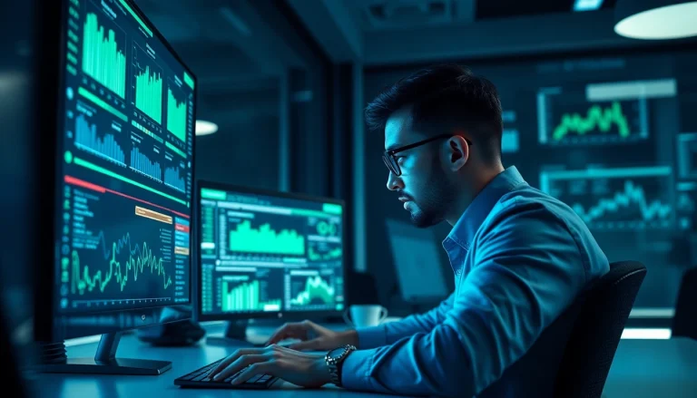 Cybersecurity professional leveraging AI to analyze data in a modern office setting, highlighting the importance of cybersecurity ai.