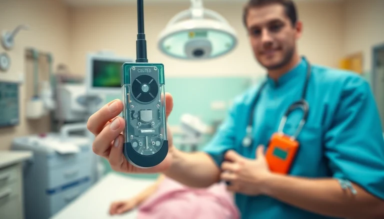 Demonstrating a choking device for emergency response training in a clinical setting.