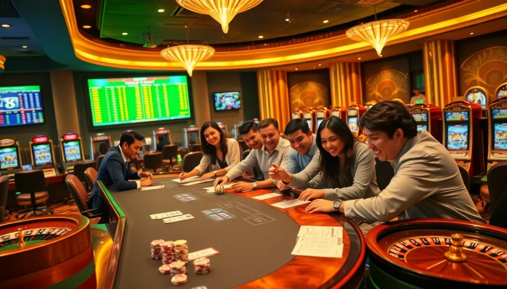 Place bets confidently at the sbobet sportsbook, showcasing vibrant betting slips and excited players.