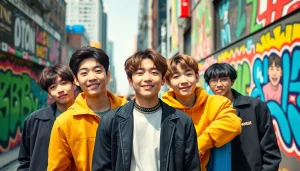Engaging photo of BTS members displaying individuality and energy in an urban setting.