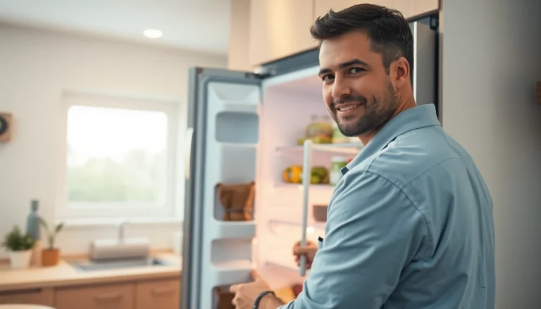 Technician performing refrigerator repair in Ottawa, showcasing expertise and comfort.