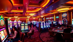 Engaging players enjoying idn slot machines in a luxurious casino setting with vibrant colors.