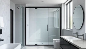 Transform your bathroom aesthetics with a sleek shower door black frame that enhances elegance.