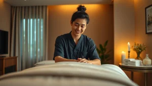 High-quality 출장마사지 service in a serene hotel room with a young therapist.