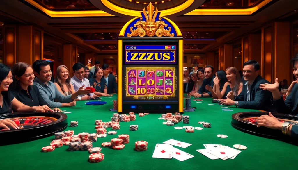 Experience thrilling wins at the Zeus slot machine with vibrant casino elements.