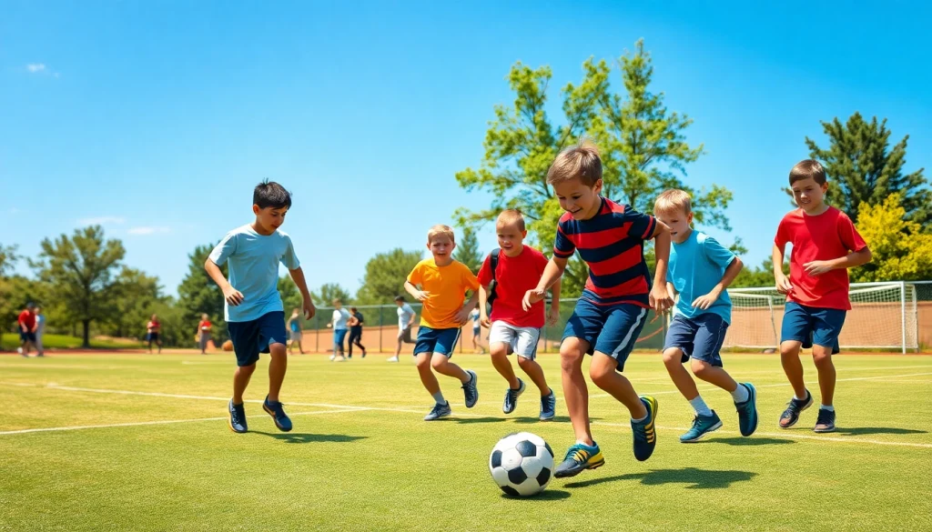 Active boys enjoying activities at Multi Sports Camps for Boys, showcasing teamwork and fun.