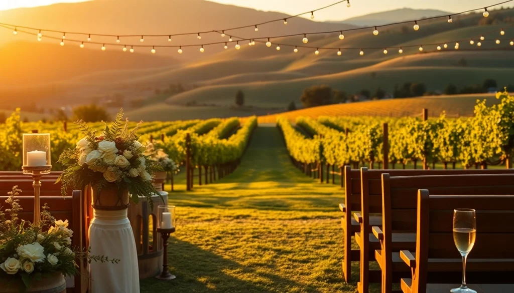 Capture of wedding venues northern California featuring a vineyard ceremony with floral decor.