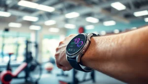 Prominently featuring a Pulse Smart Watch on an athlete's wrist, showcasing fitness metrics in action.
