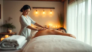 차분한 분위기의 전문 마사지사가 수원 출장마사지 서비스를 제공하는 편안한 모습으로, 평온함을 보여주는 장면입니다.