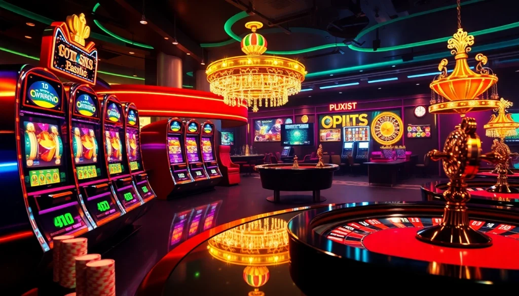 Experience the thrill of hoki77 heylink with vibrant online casino action featuring slot machines and poker chips.