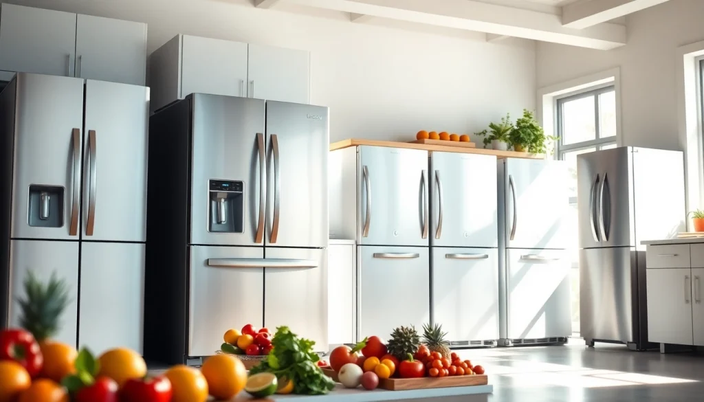 Explore refrigerator sales with a professional display of modern kitchen appliances in an inviting setting.