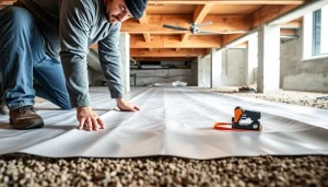 See the vapor barrier installation process in a clean, professional crawl space setting.