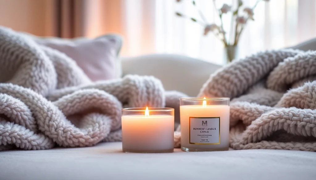 Pali mirisne svece u udobnom ambijentu sa mekim dekicama i cvetnim aranžmanom.